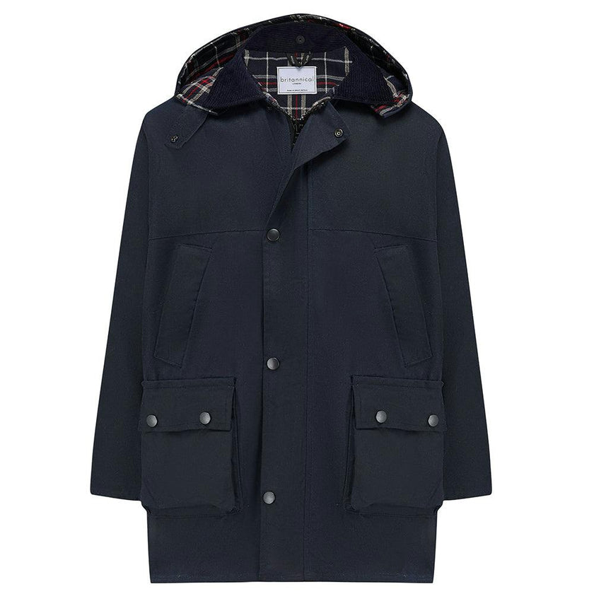 Ebury Padded Wax Jacket - Navy