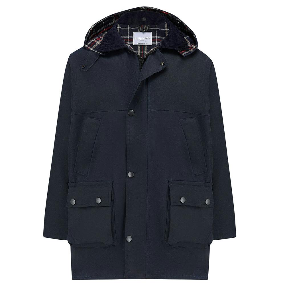 Ebury Padded Wax Jacket - Navy