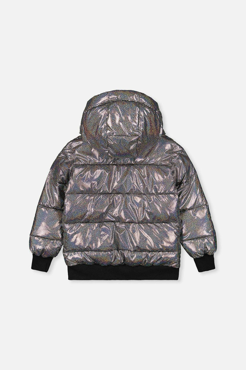 Winter Puffy Jacket Black Glitter
