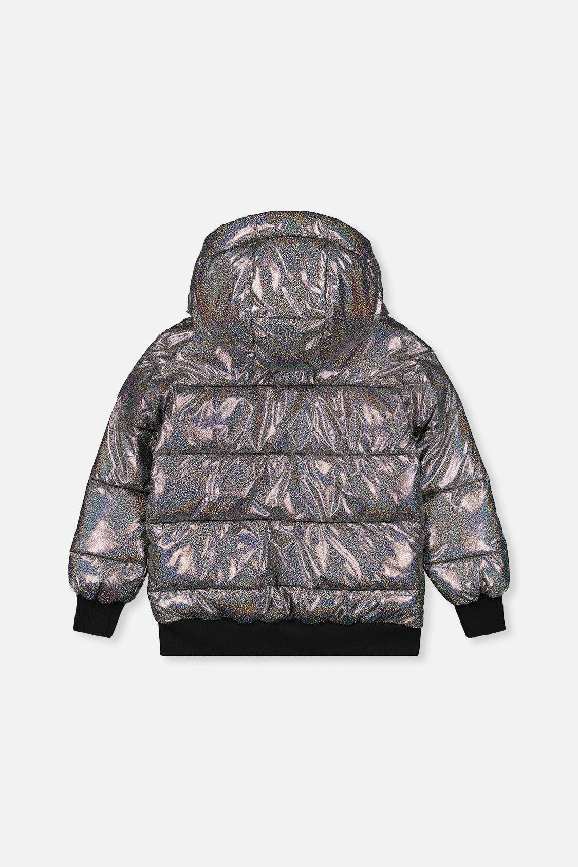 Winter Puffy Jacket Black Glitter