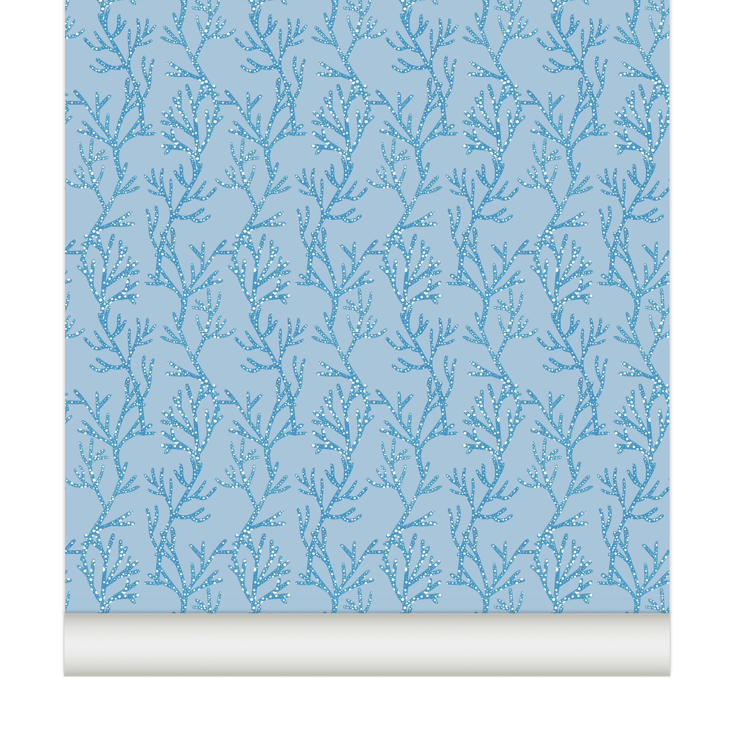 Papier peint CORAIL coloris Bleu océan
