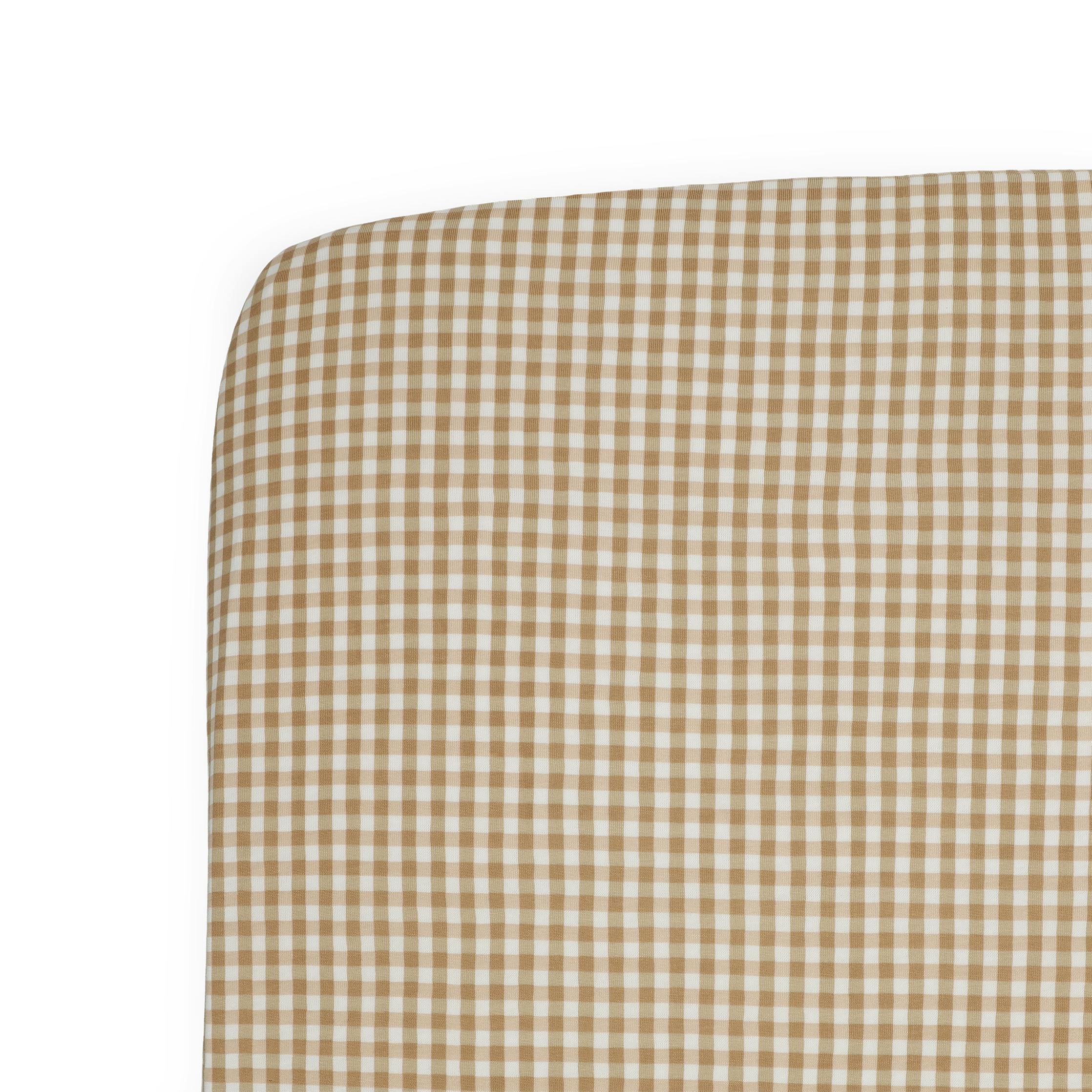 Stretch Knit Crib Sheet - Cinnamon Gingham