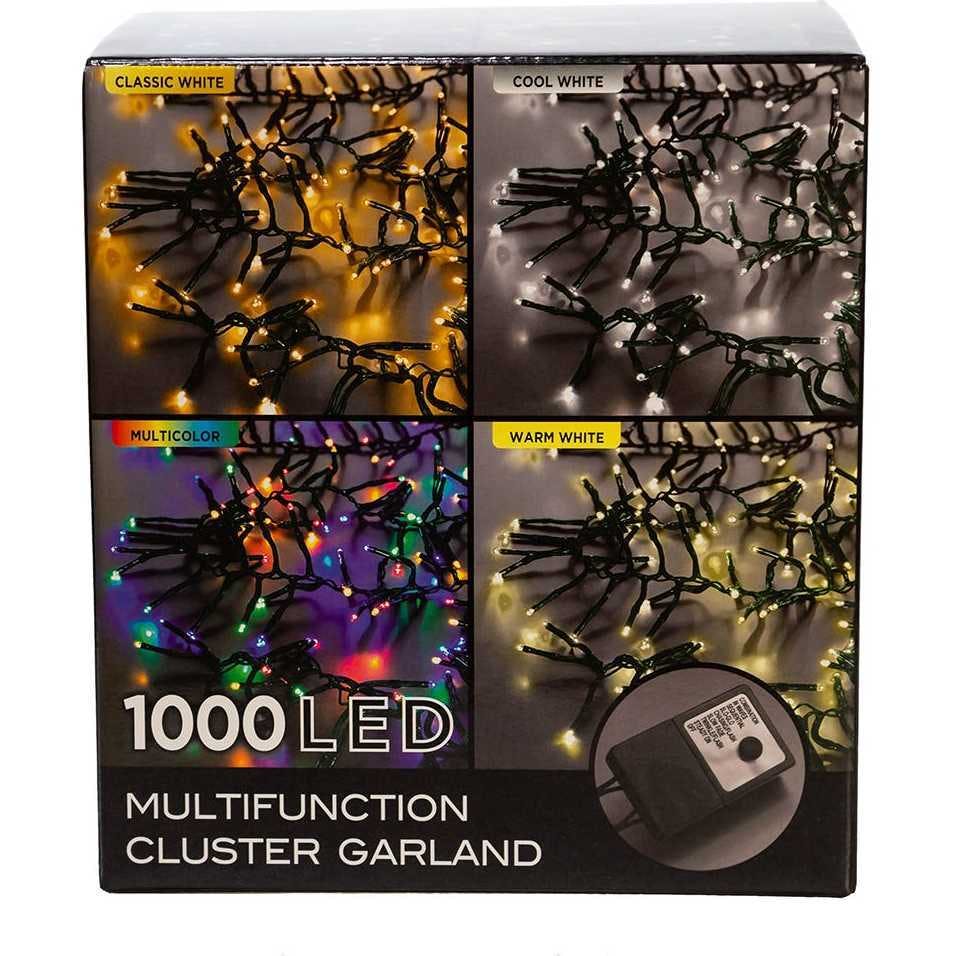 480-Light 16-Foot Connectable Warm White LED Cluster Garland
