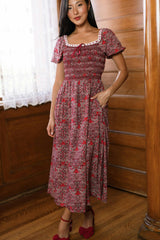 Sunday Best Dress in Garnet Ribboned Garden