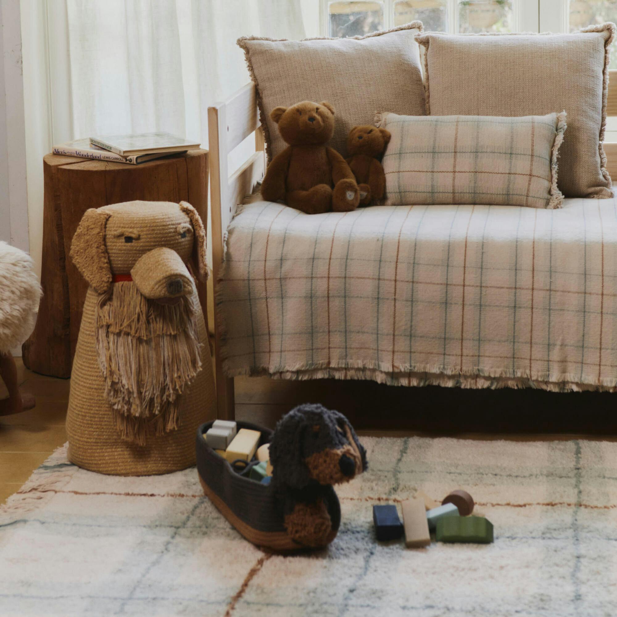 Handloom Kid Bed Thrwo Tartan Blue Sage