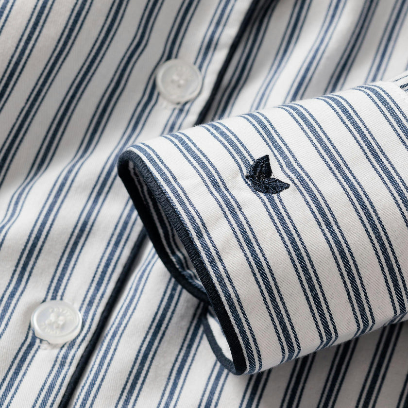 Women's Twill Nightshirt in Navy French Ticking