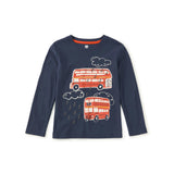 Double Decker Bus Graphic Tee, Indigo