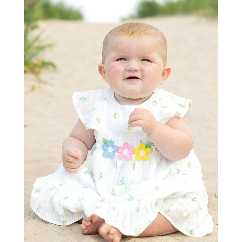 Textured Lawn Floral Printed Dress With Flowers and Bloomer