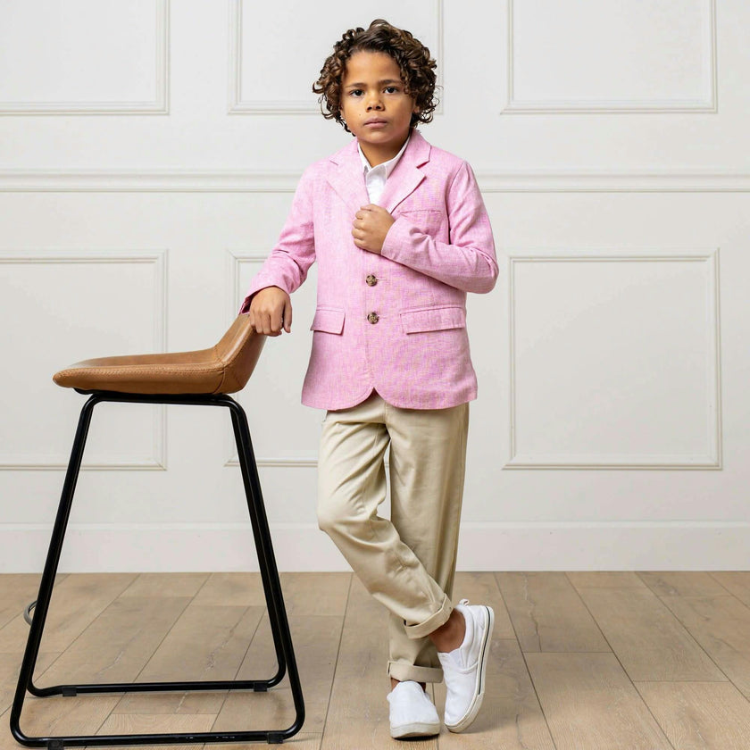 Linen Suit Jacket, Pink