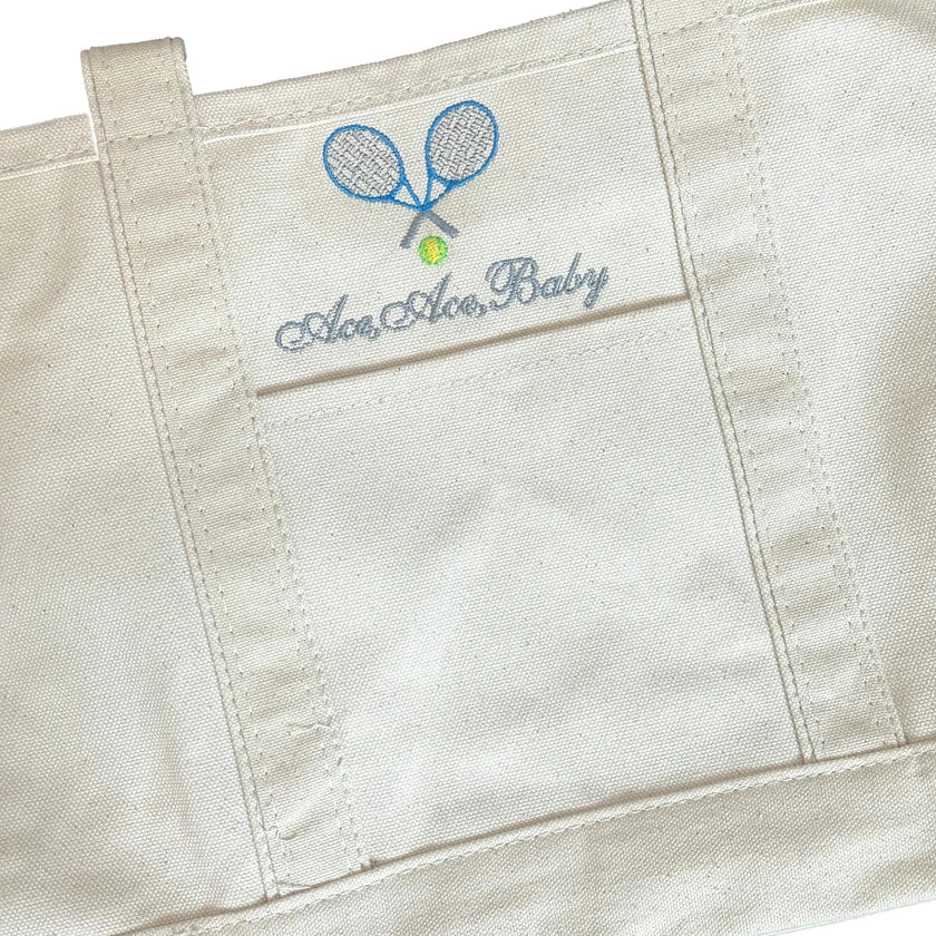 Tennis Embroidered Medium Canvas Tote
