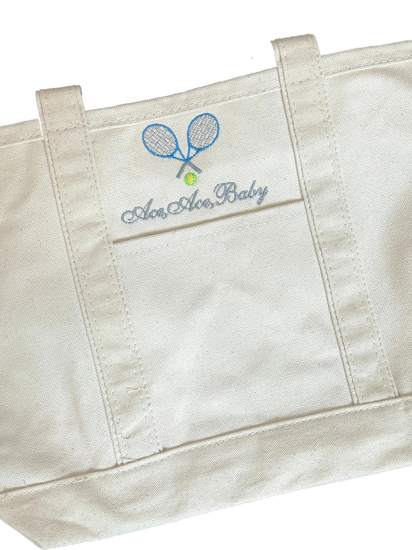 Tennis Embroidered Medium Canvas Tote