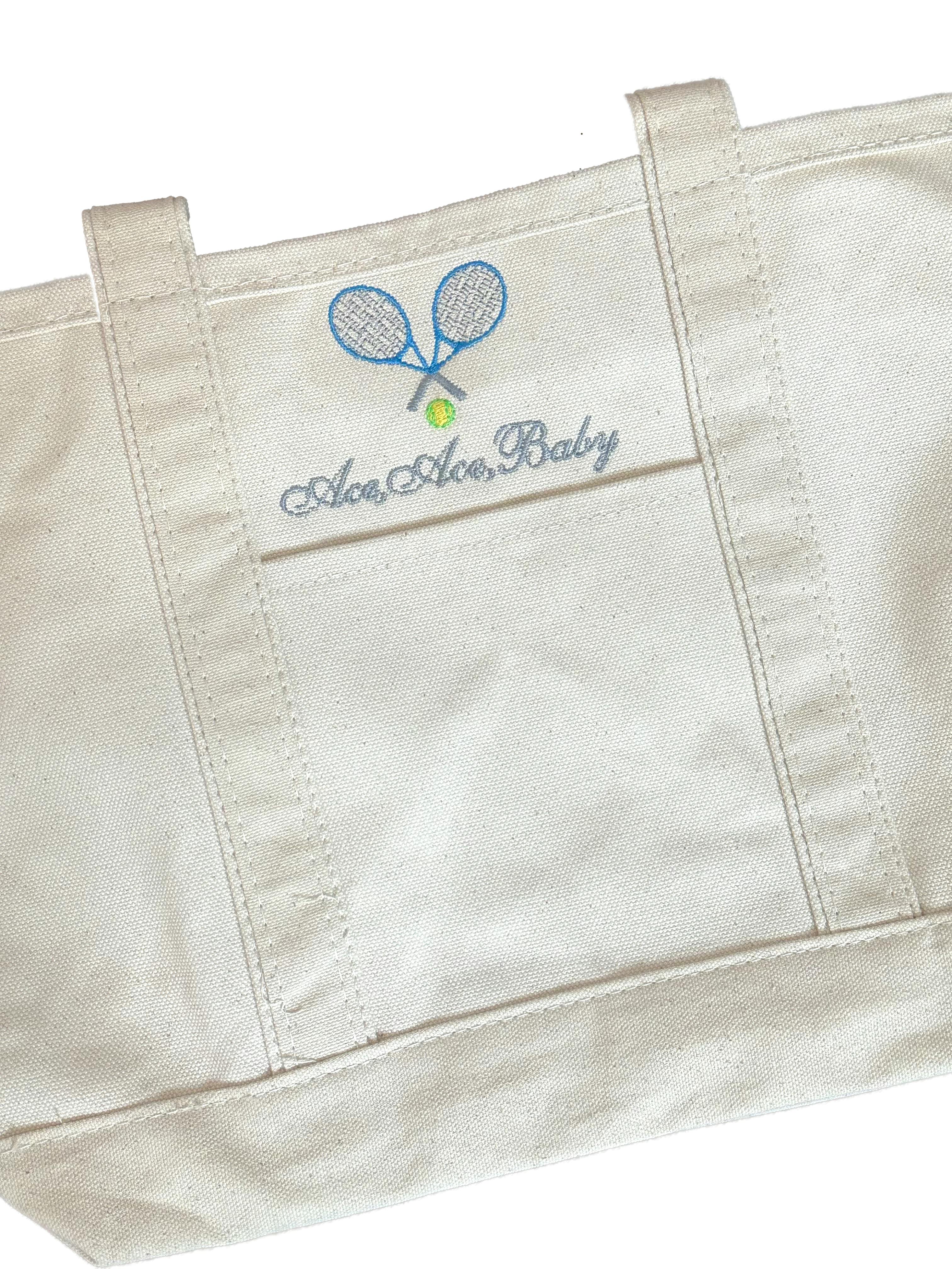 Tennis Embroidered Medium Canvas Tote