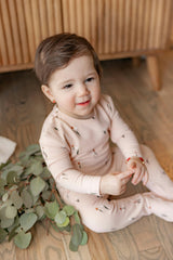 Scooter and Tulip Printed Onesie Dark Almond