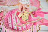 Packed Party Cowboy Boot Die-Cut Paper Dessert Plates 10ct - Gold Foil Pink Boot-Shaped Party Plates, 8 Inch, High Quality 350 GSM