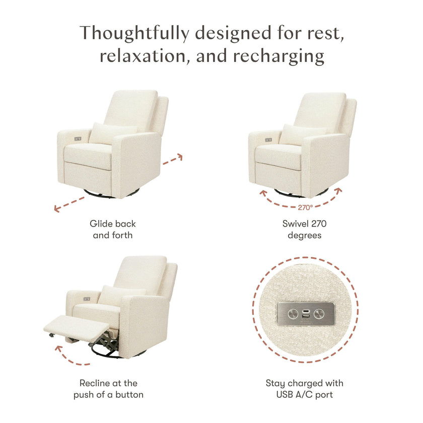 Babyletto Sigi Electronic Recliner and Swivel Glider with USB port
