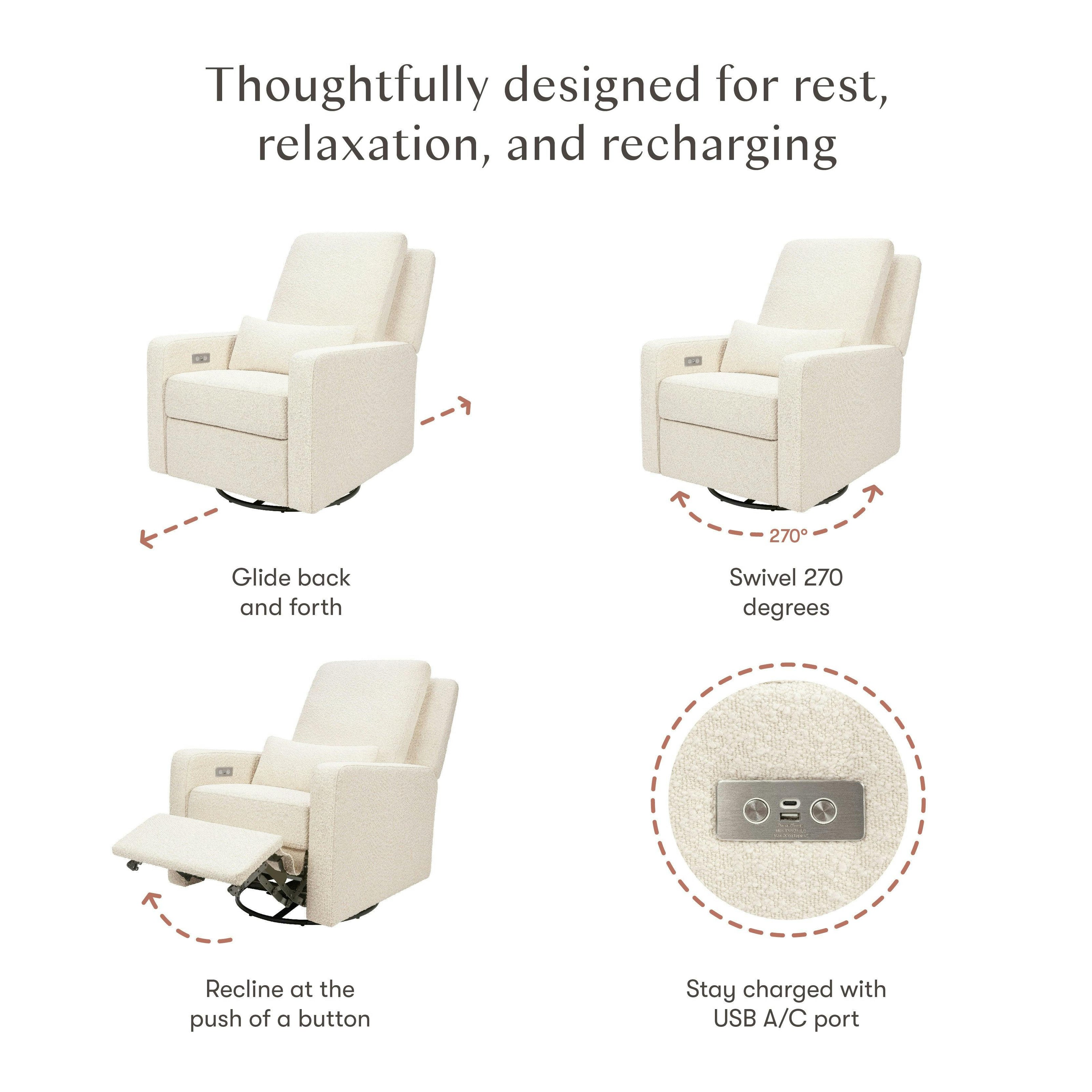 Babyletto Sigi Electronic Recliner and Swivel Glider with USB port