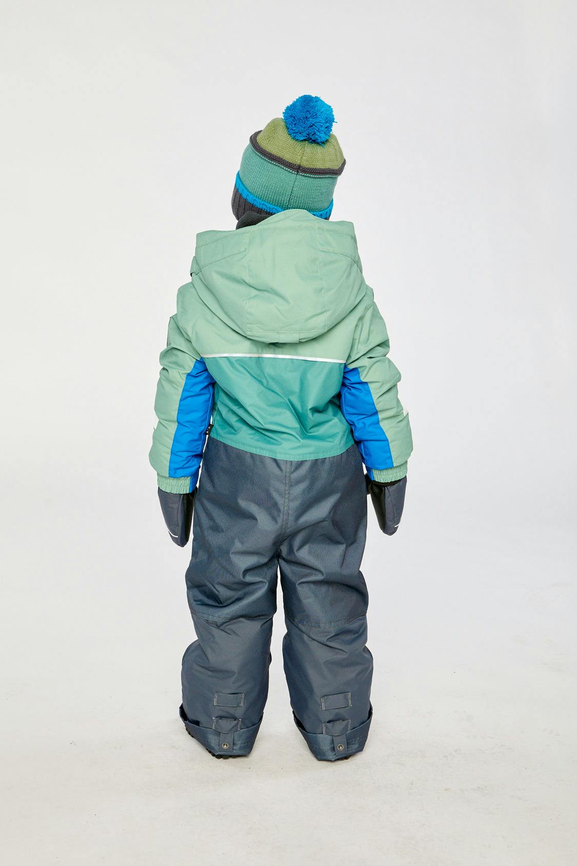 Kids One Piece Play Snowsuit Sage Green And Grey