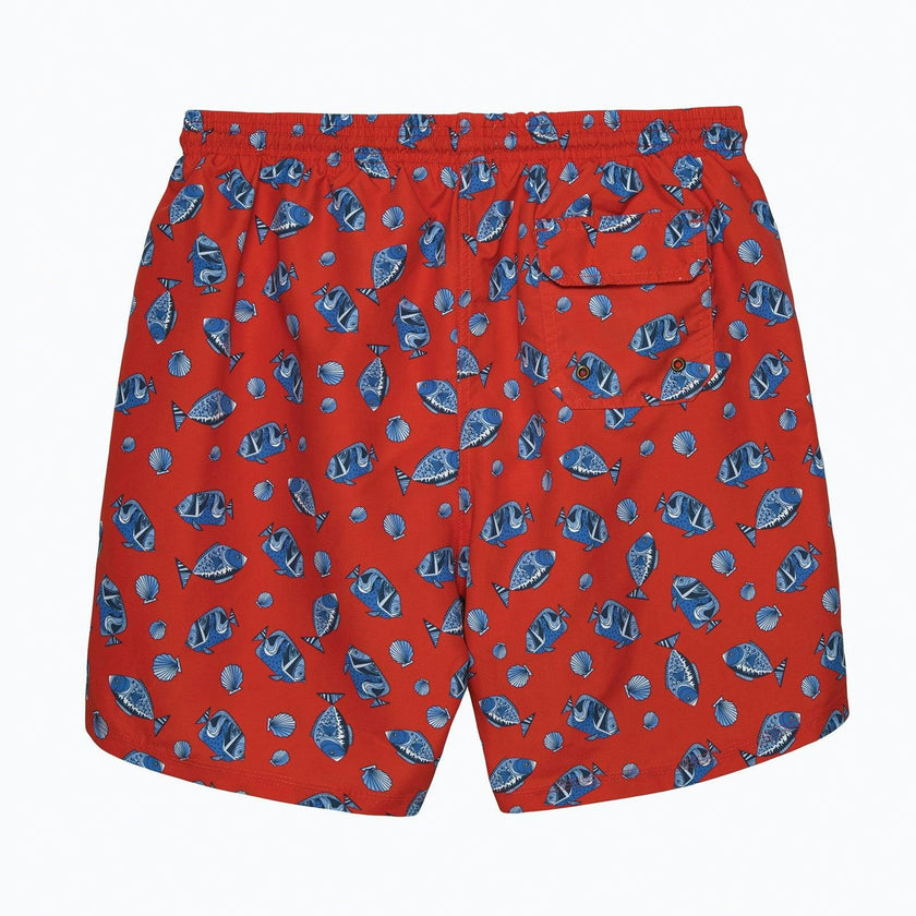Mens Daddy & Me Swimshorts in Red Fish