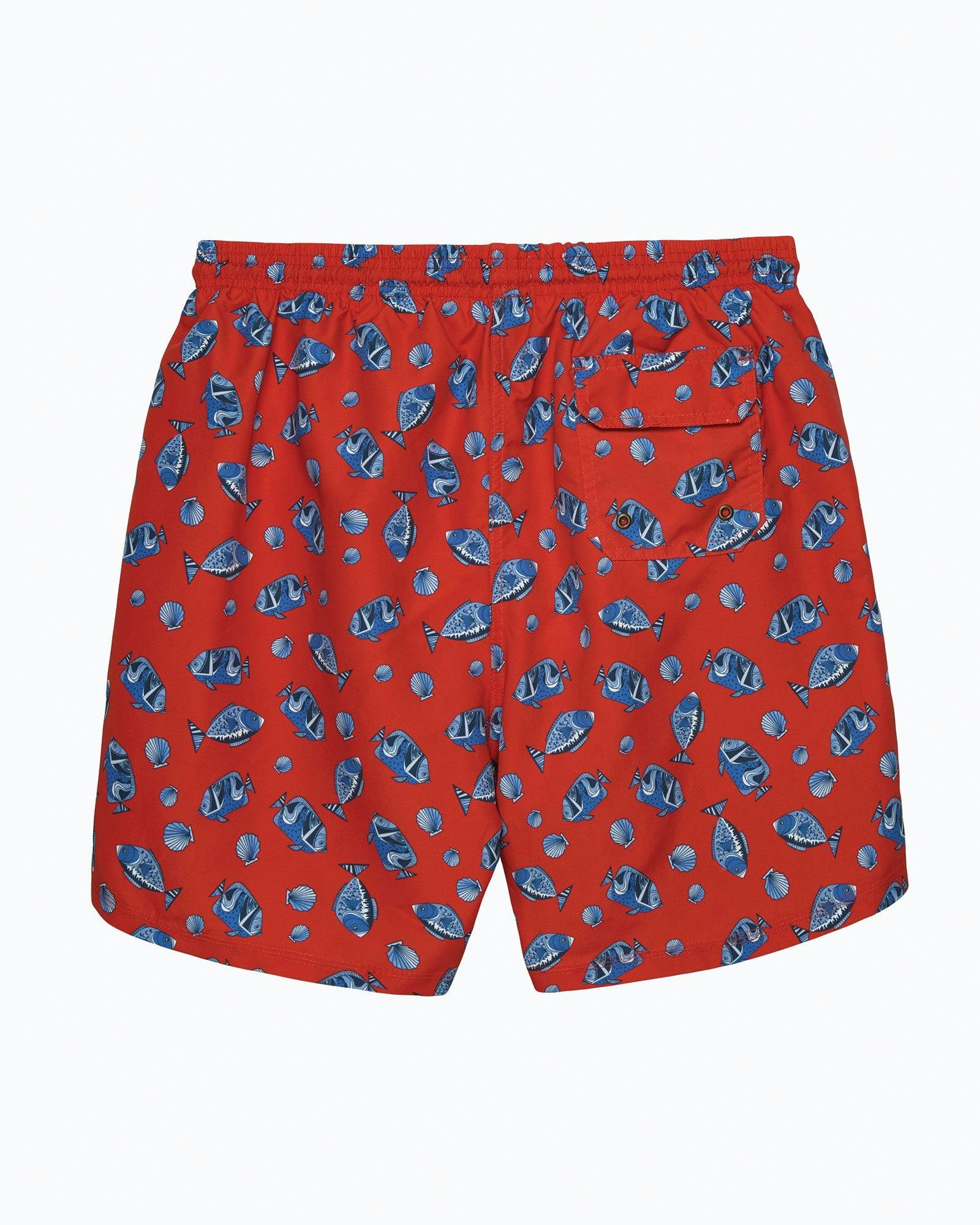 Mens Daddy & Me Swimshorts in Red Fish