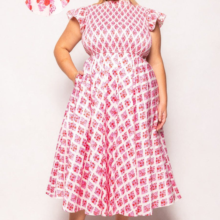Kylie Dress in Rouge Lattice Floral