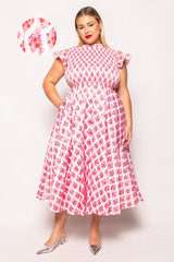 Kylie Dress in Rouge Lattice Floral