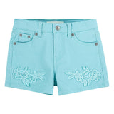 Teal Blue Embroidered Shorts
