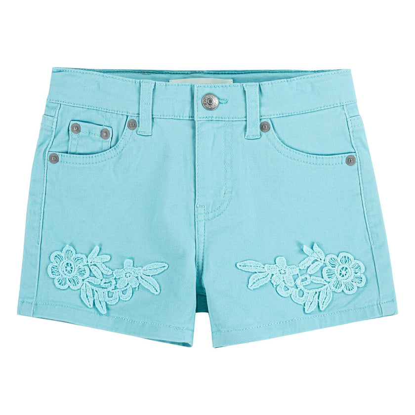Teal Blue Embroidered Shorts