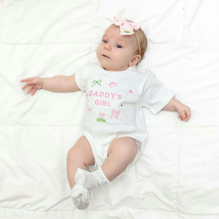 Daddy's Girl Golf Icon Short Sleeve Romper - White