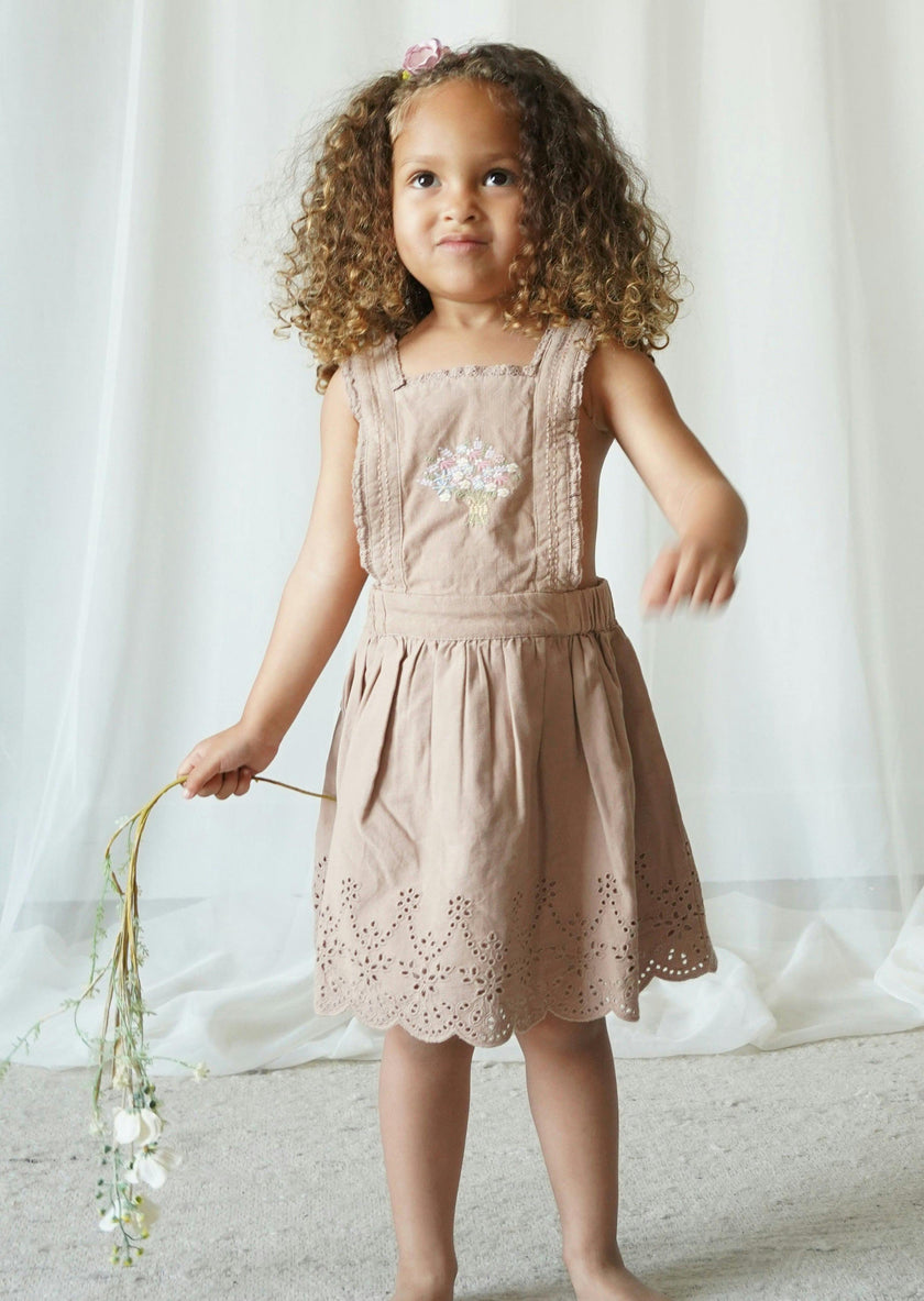 Elea | Corduroy Cotton Anglaise Dress | Wistful Mauve