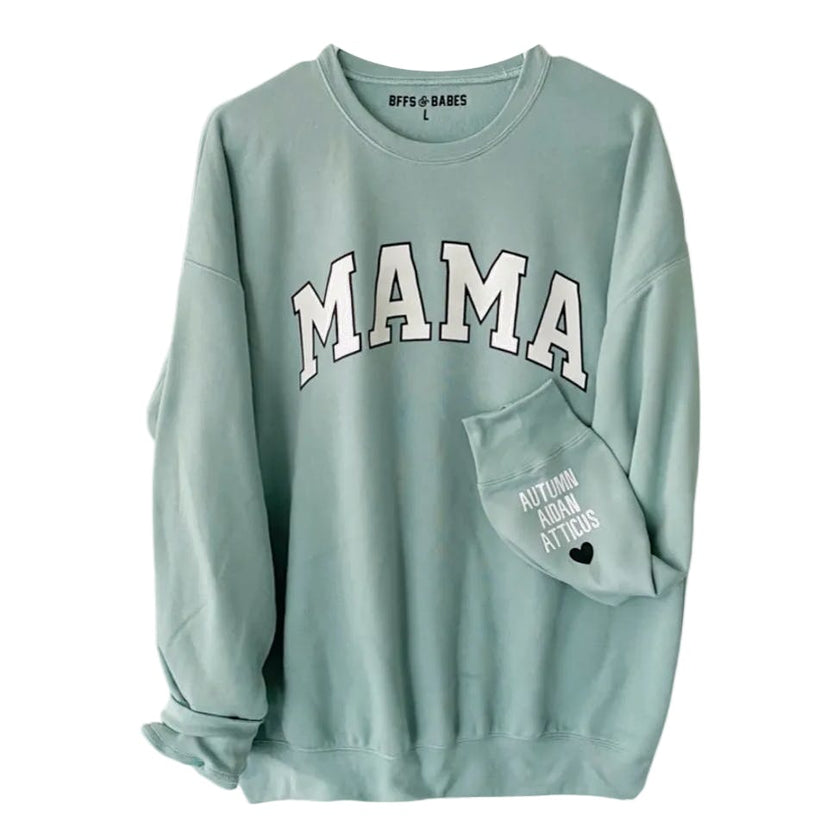 Mama Personalized Love on the Cuff Sweatshirt, Seafoam