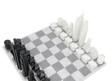 Chess Set Acrylic LOS ANGELES with Marble Hatch Board