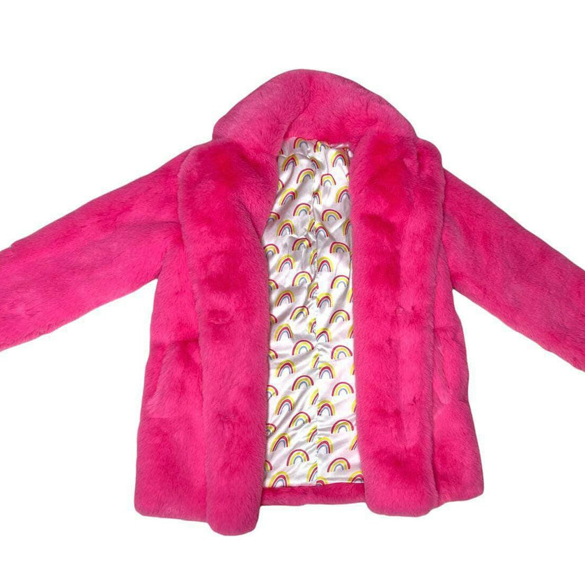 Hot Pink Faux Fur Coat