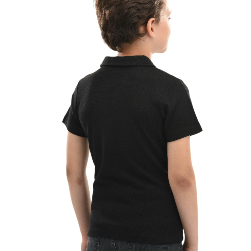 Black Solid Logo Polo