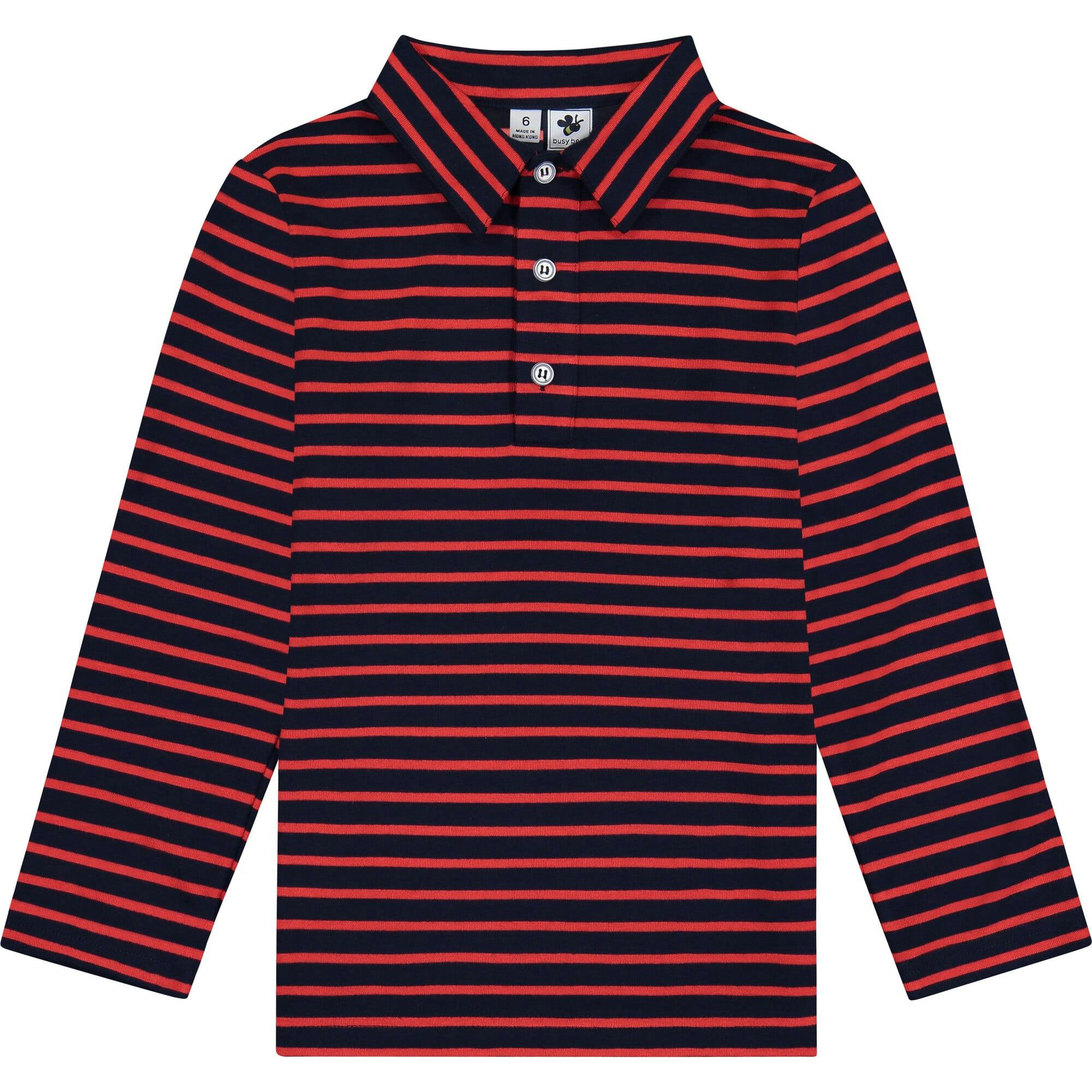 Busy Bees Long Sleeve Polo, Stripes
