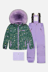Two Piece Play Snowsuit Green Mini Flower Print
