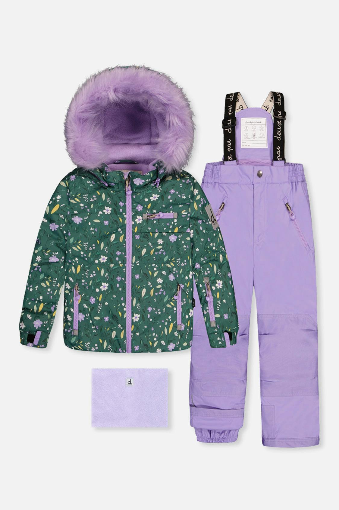 Two Piece Play Snowsuit Green Mini Flower Print