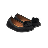 Suede Pom Pom Ballerina