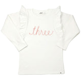 Millie Long Sleeve Tee in 'three' Pink Eyelash Writing