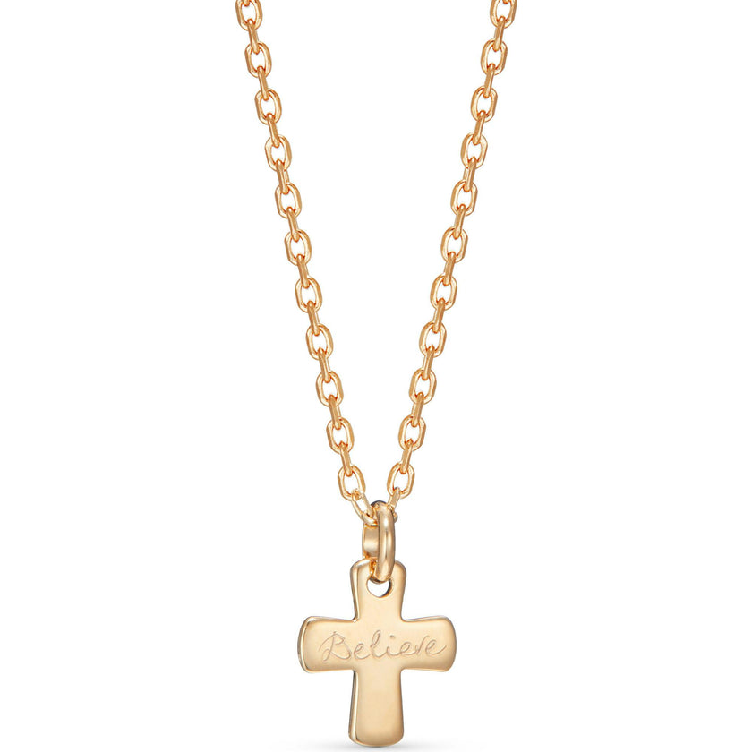 Personalized Cross Necklace, 14k Gold Plated
