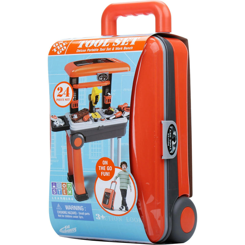 On the Go Carry On Suitcase & Pretend Play Tool Set w/ Accessories