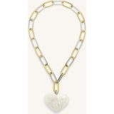 Grande Heart Pendant Necklace in White Shell