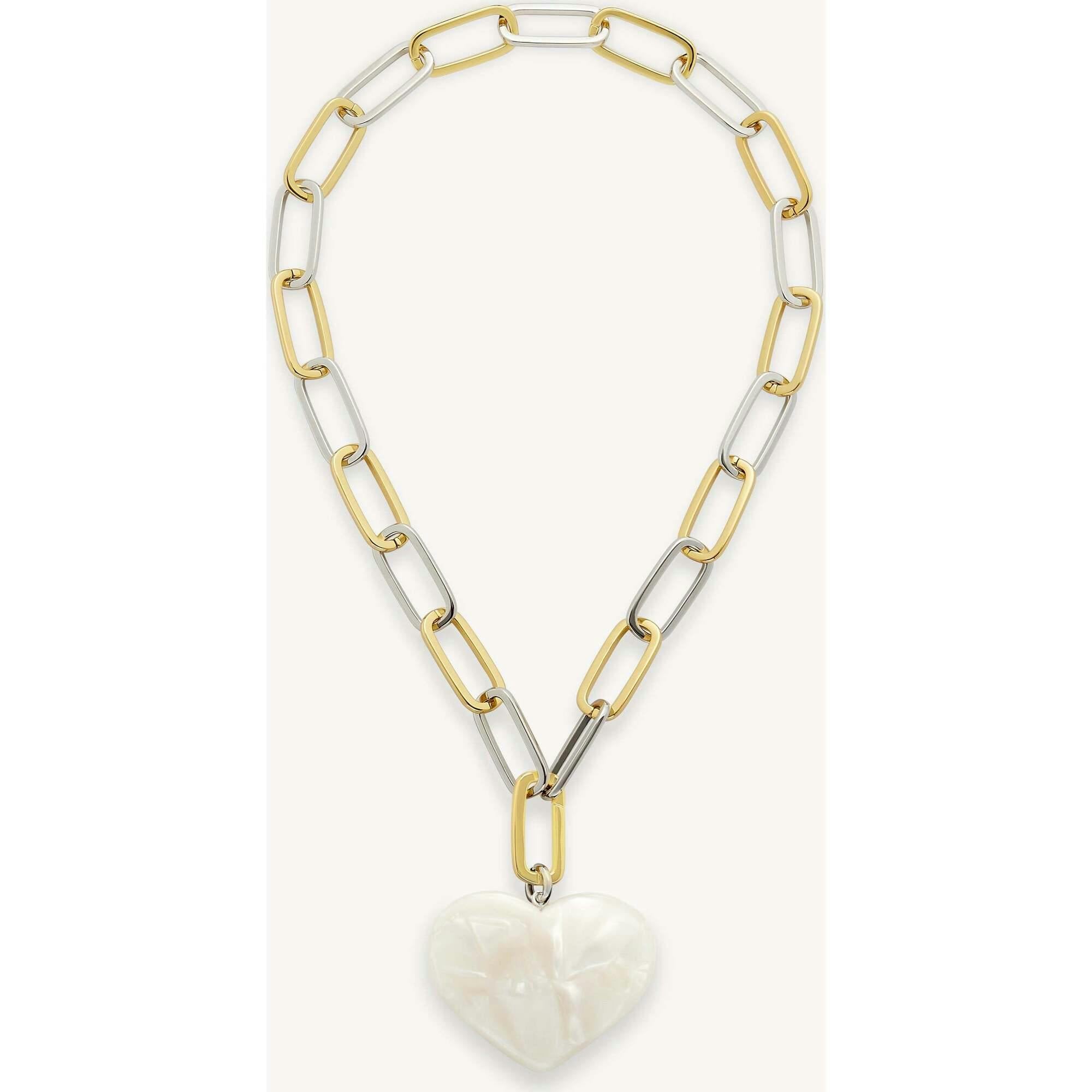 Grande Heart Pendant Necklace in White Shell