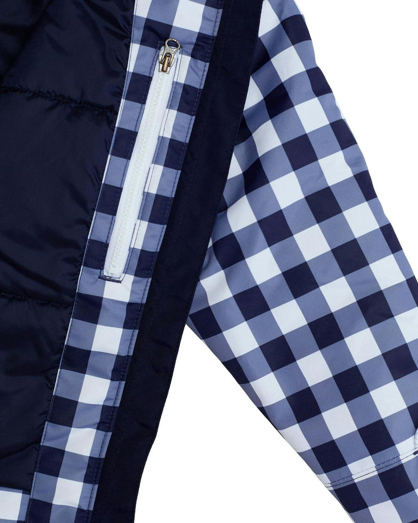 Women's Winter Coat in Navy Gingham