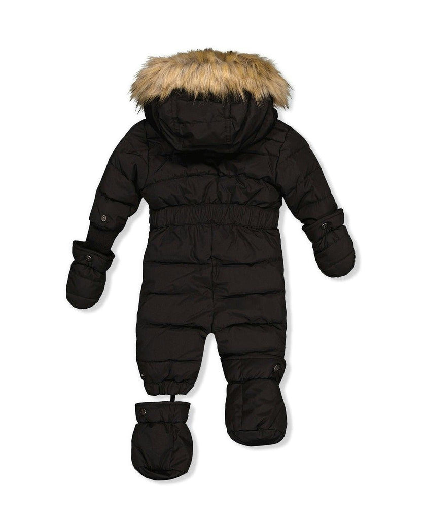 Baby Original One Piece Puffy Snowsuit With Removable Mittens And Boots Black