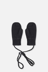 Baby Knit Mittens With String Black