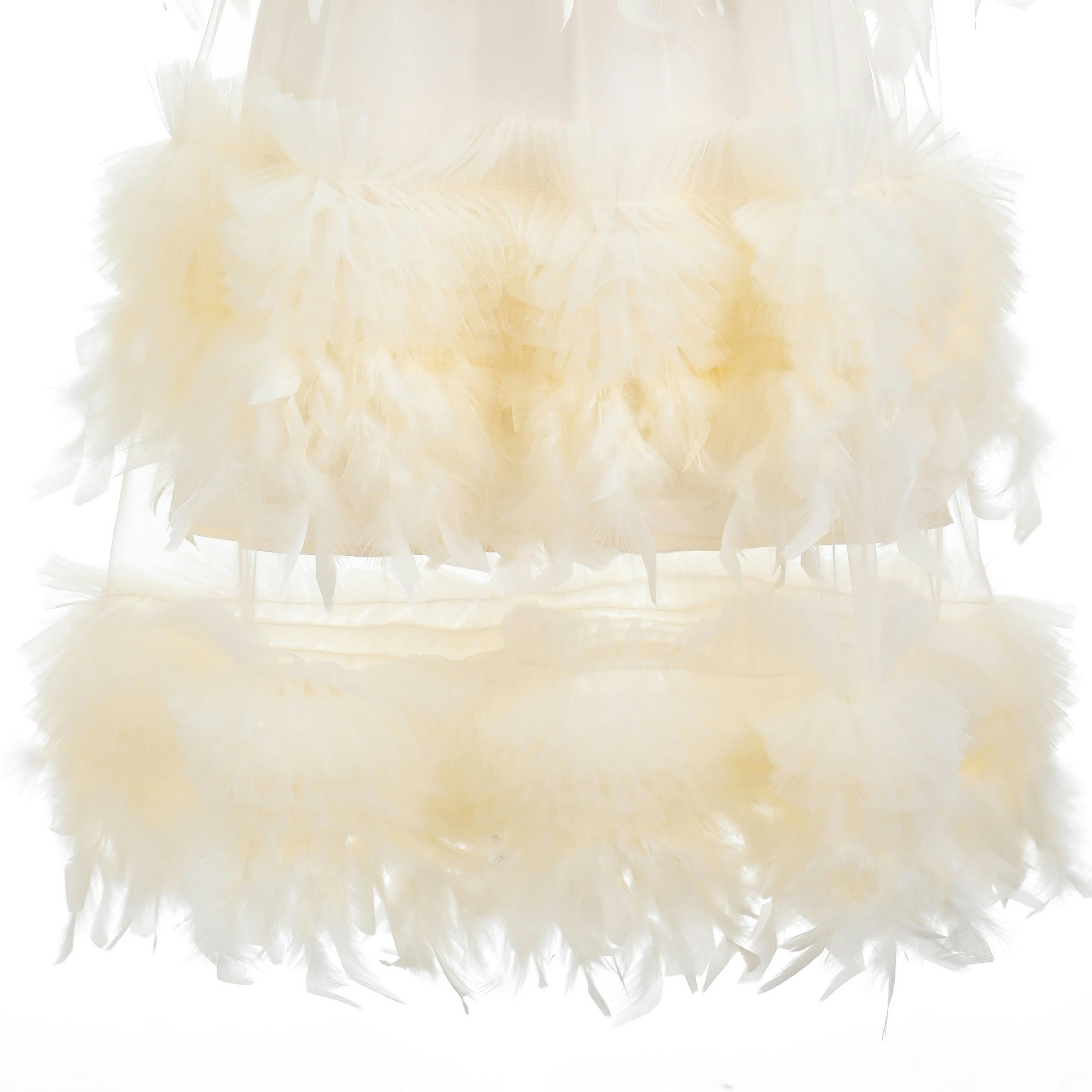 Cream Delara Feathered Tiered Dress