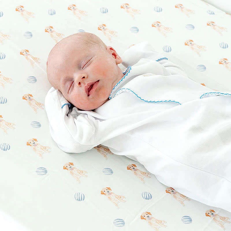 The Goldie In Blue Print Crib Sheet