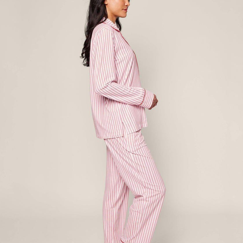 Women's Pima Pajama Set in Antique Red Ticking