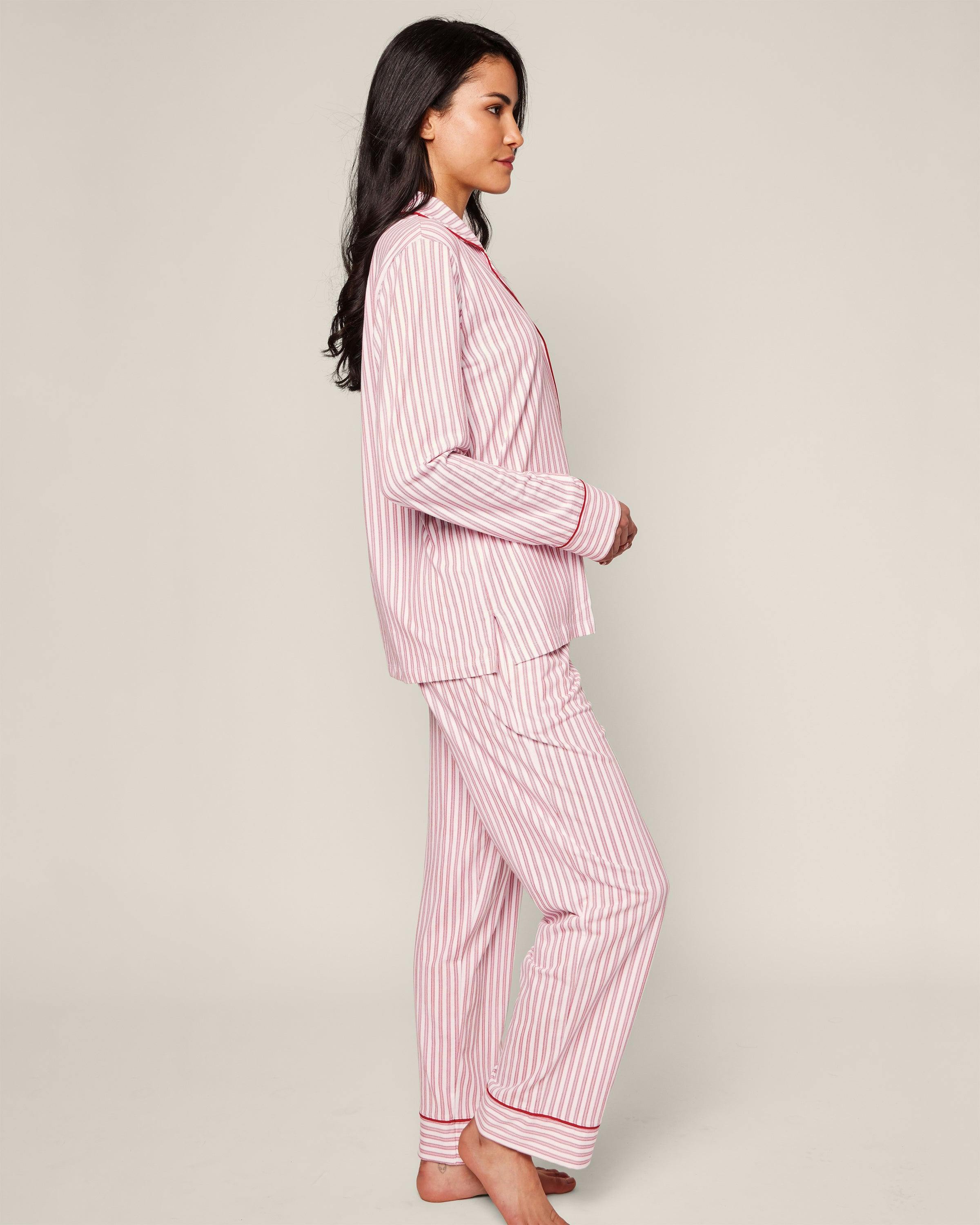 Women's Pima Pajama Set in Antique Red Ticking