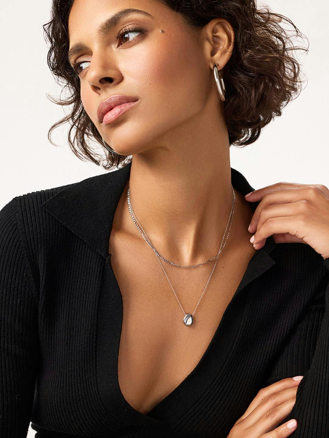 Silver Pendant Necklace - Pebble Mini Silver